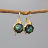 Labradorite Wire Wrapped Earrings