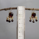 Pearl Garnet Fan Drop Earrings