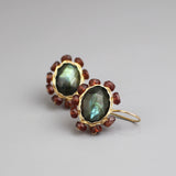 Garnet Labradorite Mandala Earrings