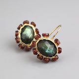 Garnet Labradorite Mandala Earrings