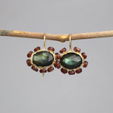 Garnet Labradorite Mandala Earrings