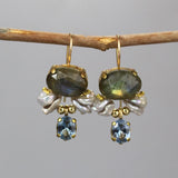 Labradorite Pearl Butterfly Earrings