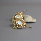 Elegant Statement Earrings, Moonstone Pearl Cherkes Earrings, Citrine Earrings, Bridal Earrings, Wedding Jewelry, Gemstone Wedding Earrings