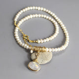 Wedding Bridal Necklace, Moonstone Statement Pendant Necklace, Unique Pearl Necklace, Mother of the Bride, Bridal Jewelry, Summer Wedding