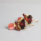 Garnet Red Zircon Earrings, Statement Earrings, Red Earrings, Gemstone Earrings, Cherry Quartz Drop Earrings, Oval Earrings