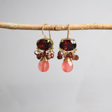 Garnet Red Zircon Earrings, Statement Earrings, Red Earrings, Gemstone Earrings, Cherry Quartz Drop Earrings, Oval Earrings