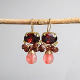 Garnet Red Zircon Earrings, Statement Earrings, Red Earrings, Gemstone Earrings, Cherry Quartz Drop Earrings, Oval Earrings