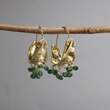 Pearl Hoop Earrings, Bohemian Jewelry, Boho Chic, Gemstone Hoop Earrings, African Aventurine Hoops, Statement Earrings, Chunky Earrings