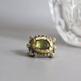 Labradorite Ring, 14K Gold Statement Ring, Mixed Metal Ring, Chunky Silver Ring, Labradorite Jewelry, Antique Style Ring, Engagement Ring