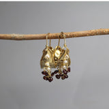 Garnet Hoop Earrings, Bohemian Jewelry, Boho Chic, Gemstone Hoop Earrings, Pearl Hoops, Statement Earrings, Chunky Earrings, Indian Earrings
