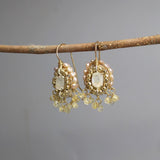 Elegant Statement Earrings, Moonstone Pearl Cherkes Earrings, Citrine Earrings, Bridal Earrings, Wedding Jewelry, Gemstone Wedding Earrings