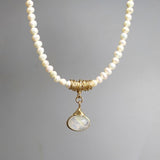 Wedding Bridal Necklace, Moonstone Statement Pendant Necklace, Unique Pearl Necklace, Mother of the Bride, Bridal Jewelry, Summer Wedding