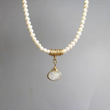 Pearl Wedding Necklace, Labradorite Statement Pendant Necklace, Bridal Pearl Necklace, Mother of the Bride, Bridal Jewelry, Chunky Necklace