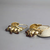 Garnet Hoop Earrings, Bohemian Jewelry, Boho Chic, Gemstone Hoop Earrings, Pearl Hoops, Statement Earrings, Chunky Earrings, Indian Earrings
