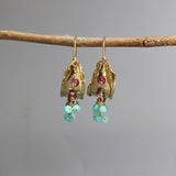 Ruby Amazonite Hoop Earrings, Bohemian Jewelry, Gemstone Hoop Earrings, Ruby Hoops, Statement Earrings, Chunky Earrings, Indian Earrings