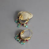 Ruby Amazonite Hoop Earrings, Bohemian Jewelry, Gemstone Hoop Earrings, Ruby Hoops, Statement Earrings, Chunky Earrings, Indian Earrings
