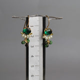 Green Earrings, Tiny Gemstone Earrings, Colorful Earrings, Cluster Earrings, Ruby Zoisite Earrings, Pearl Earrings, Small Drop Earrings