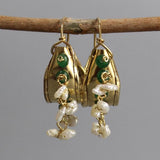 Aventurine Hoop Earrings, Bohemian Jewelry, Boho Chic, Gemstone Hoop Earrings, Pearl Hoops, Statement Earrings, Chunky Earrings