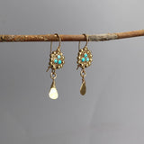 Turquoise Earrings, Granule Earrings, Turquoise Dangle Earrings, Bridal Earrings, Beaded Earrings, December Birthstone, Turquoise Jewelry