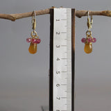 Dainty Gemstone Earrings, Colorful Earrings, Orange Pink Earrings, Strawberry Quartz Earrings, Carnelian Earrings, Pretty Drop Earrings
