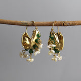 Aventurine Hoop Earrings, Bohemian Jewelry, Boho Chic, Gemstone Hoop Earrings, Pearl Hoops, Statement Earrings, Chunky Earrings