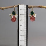 Unique Earrings, Gemstone Earrings, Green Zircon, Cherry Quartz, Keshi Pearls, Dainty Earrings, Cluster Earrings, Small Drop Earrings