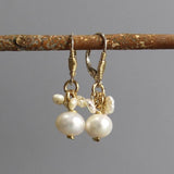Dainty Pearl Earrings, Wedding Earrings, Pearl Dangle Earrings, Pearl Jewelry, Pearl Cluster Earrings, Drop Earrings, Gift for Her