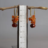 Carnelian Hoop Earrings, Large Cluster Earrings, Wire Wrap Hoops, Orange Red Carnelian Earrings, Dangle Hoops, Gemstone Hoop Earrings