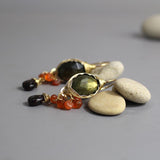 Labradorite Earrings, Carnelian Cluster Earrings, Gemstone Earrings, Statement Earrings, Garnet Drop Earrings, Multi Stone Earrings, Autumn