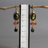 Labradorite Earrings, Carnelian Cluster Earrings, Gemstone Earrings, Statement Earrings, Garnet Drop Earrings, Multi Stone Earrings, Autumn