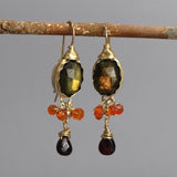 Labradorite Earrings, Carnelian Cluster Earrings, Gemstone Earrings, Statement Earrings, Garnet Drop Earrings, Multi Stone Earrings, Autumn