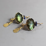Labradorite Earrings, Labradorite Coral Crown Earrings, Gemstone Earrings, Gold Filled Jewelry, Anniversary Gift, Bohemian Jewelry