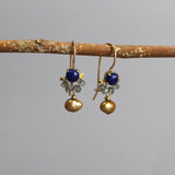 Dainty Lapis Earrings, Elegant Blue Earrings, Small Gold Filled Earrings, Petite Earrings, Labradorite Earrings, Drop Earrings, Golden Pearl