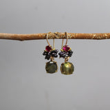 Unique Earrings, Gold Filled Earrings, Labradorite Drop Earrings, Multi Stone Earrings, Fuchsia Earrings, Gift for Her, Gemstone Earrings