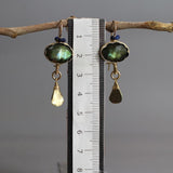 Labradorite Earrings, Labradorite Coral Crown Earrings, Gemstone Earrings, Gold Filled Jewelry, Anniversary Gift, Bohemian Jewelry