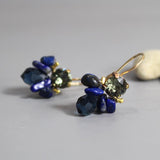 Dark Blue Earrings, Small Dangle Earrings, Lapis Earrings, Cluster Bee Earrings, Bridesmaid Earrings, Gift for Women