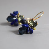 Dark Blue Earrings, Small Dangle Earrings, Lapis Earrings, Cluster Bee Earrings, Bridesmaid Earrings, Gift for Women
