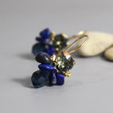 Dark Blue Earrings, Small Dangle Earrings, Lapis Earrings, Cluster Bee Earrings, Bridesmaid Earrings, Gift for Women
