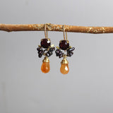 Autumn Earrings, Unique Gemstone Earrings, Burgundy Earrings, Carnelian Drop Earrings, Small Dangle Earrings, Elegant Earrings