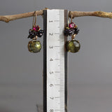 Unique Earrings, Gold Filled Earrings, Labradorite Drop Earrings, Multi Stone Earrings, Fuchsia Earrings, Gift for Her, Gemstone Earrings