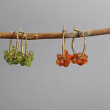 Peridot Hoop Earrings, Large Cluster Earrings, Wire Wrap Hoops, Peridot Birthstone Earrings, Unique Bouquet Hoops, Gemstone Hoop Earrings