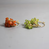 Peridot Hoop Earrings, Large Cluster Earrings, Wire Wrap Hoops, Peridot Birthstone Earrings, Unique Bouquet Hoops, Gemstone Hoop Earrings