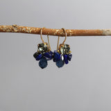 Dark Blue Earrings, Small Dangle Earrings, Lapis Earrings, Cluster Bee Earrings, Bridesmaid Earrings, Gift for Women