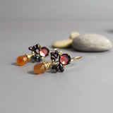 Autumn Earrings, Unique Gemstone Earrings, Burgundy Earrings, Carnelian Drop Earrings, Small Dangle Earrings, Elegant Earrings