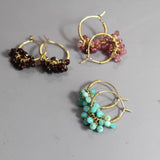 Amazonite Hoop Earrings, Bouquet Earrings, Wire Wrap Hoops, Unique Gold Filled Earrings, Gemstone Hoop Earrings, Light Blue Hoops, Gift Idea