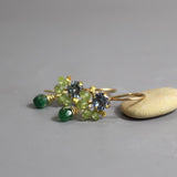 Dainty Green Earrings, Blue Zircon Earrings, Gold Filled Earrings, Peridot Earrings, Gift for Her, Tiny Drop Earrings, Aventurine