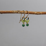 Dainty Green Earrings, Blue Zircon Earrings, Gold Filled Earrings, Peridot Earrings, Gift for Her, Tiny Drop Earrings, Aventurine