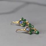 Labradorite Aventurine Earrings, Green Earrings, Tiny Drop Earrings, Small Dangle Earrings, Unique Earrings, Cluster Earrings, Gift Ideas