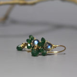 Labradorite Aventurine Earrings, Green Earrings, Tiny Drop Earrings, Small Dangle Earrings, Unique Earrings, Cluster Earrings, Gift Ideas