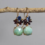 Unique Multi Stone Earrings, Statement Earrings, Blue Zircon Earrings, Amazonite Drop Earrings, Garnet Earrings, Boho Earrings, Handmade